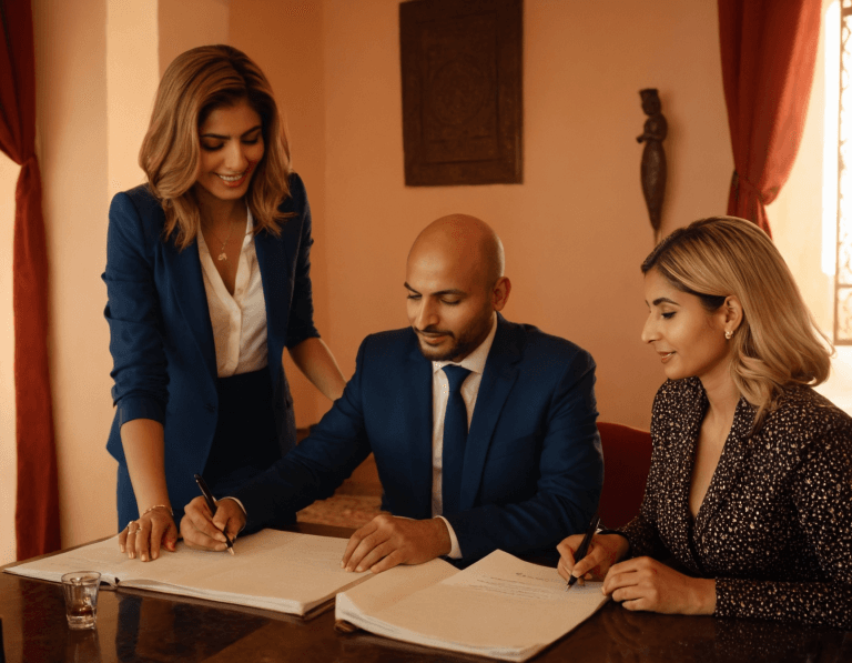 Chef prive dressant une table dans une villa a Marrakech